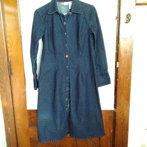 Dark blue denim dress long sleeve